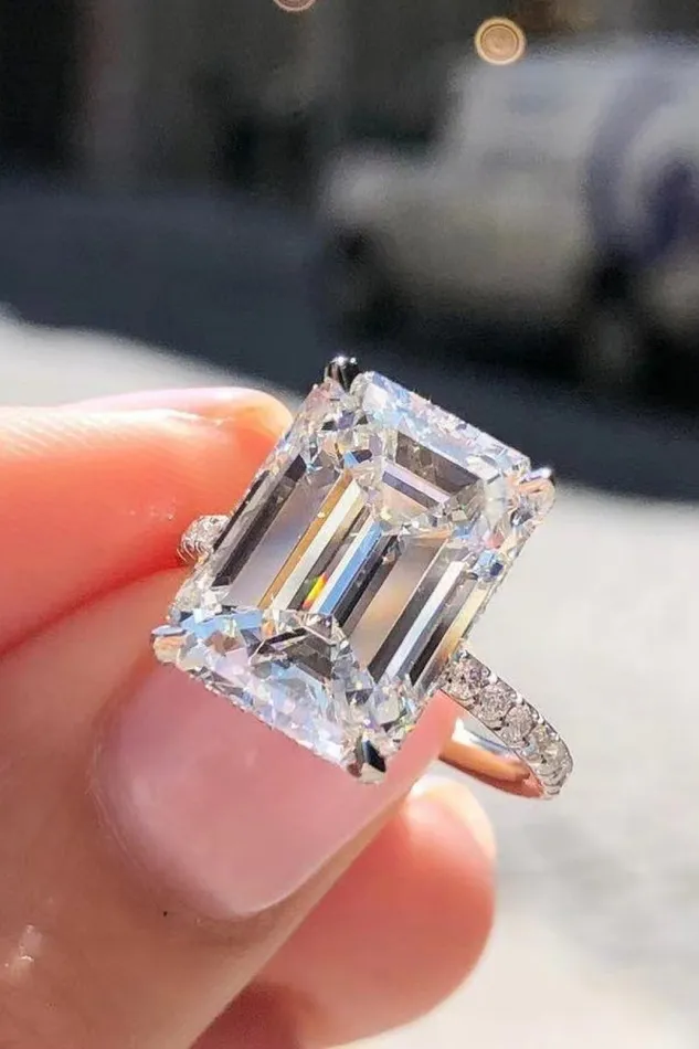 Rings Trendsi 5 Carat Moissanite Side Stone Ring