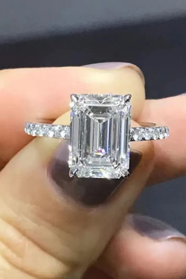 Rings Trendsi 5 Carat Moissanite Side Stone Ring
