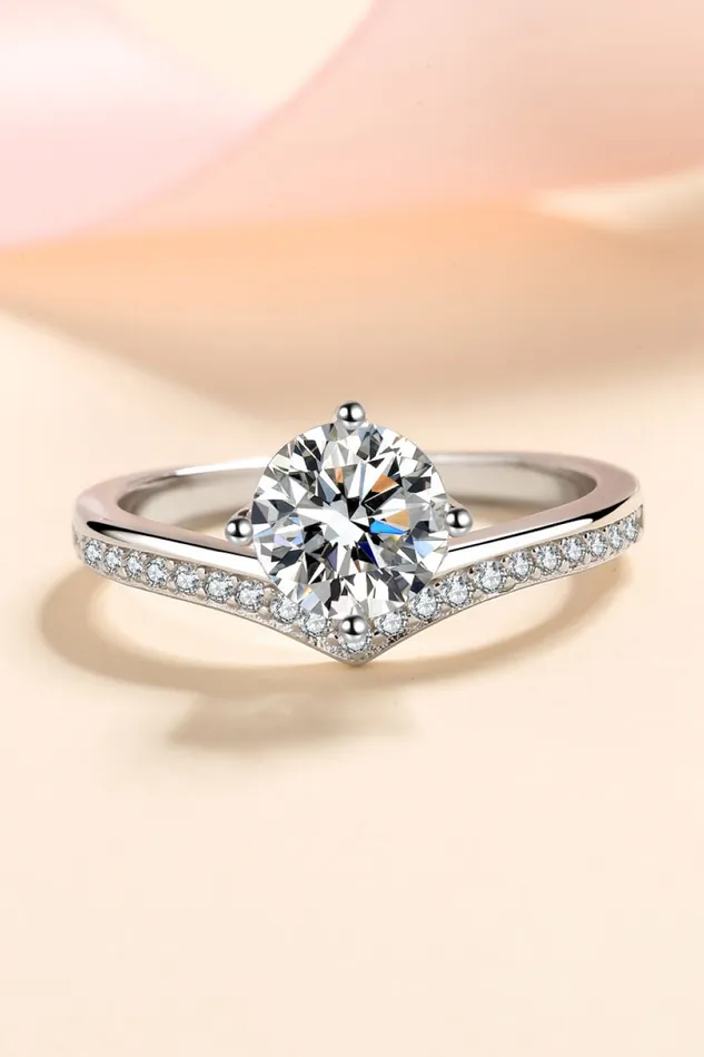 Rings Trendsi 925 Sterling Silver Ring with 1 Carat Moissanite