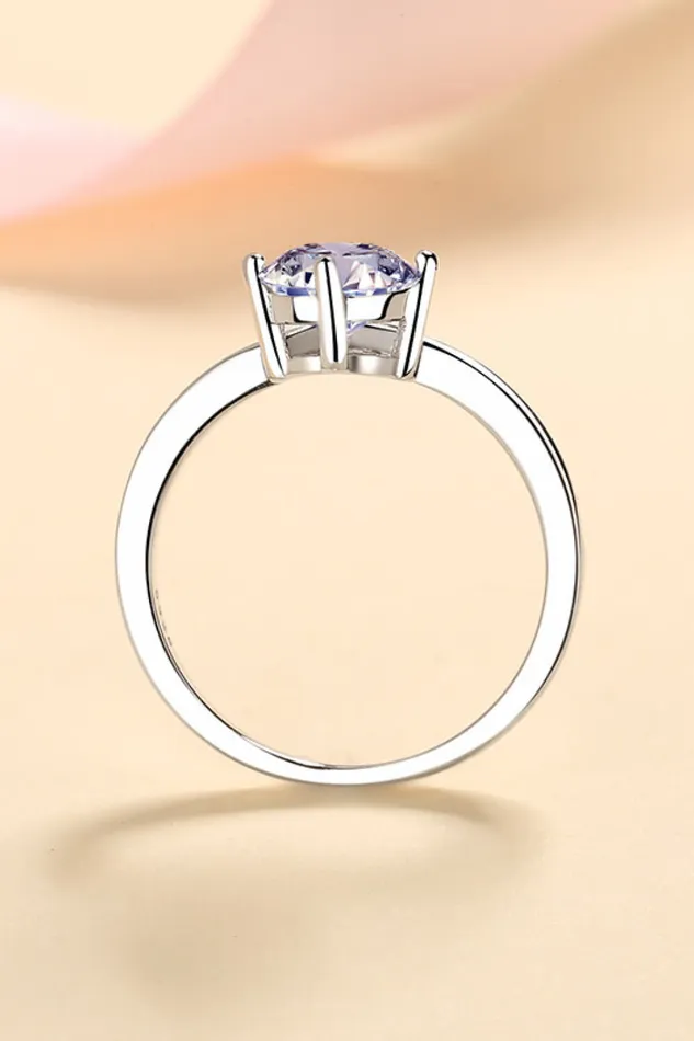 Rings Trendsi 925 Sterling Silver Ring with 1 Carat Moissanite