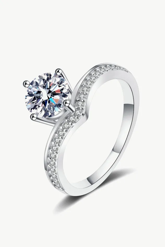 Rings Trendsi 925 Sterling Silver Ring with 1 Carat Moissanite