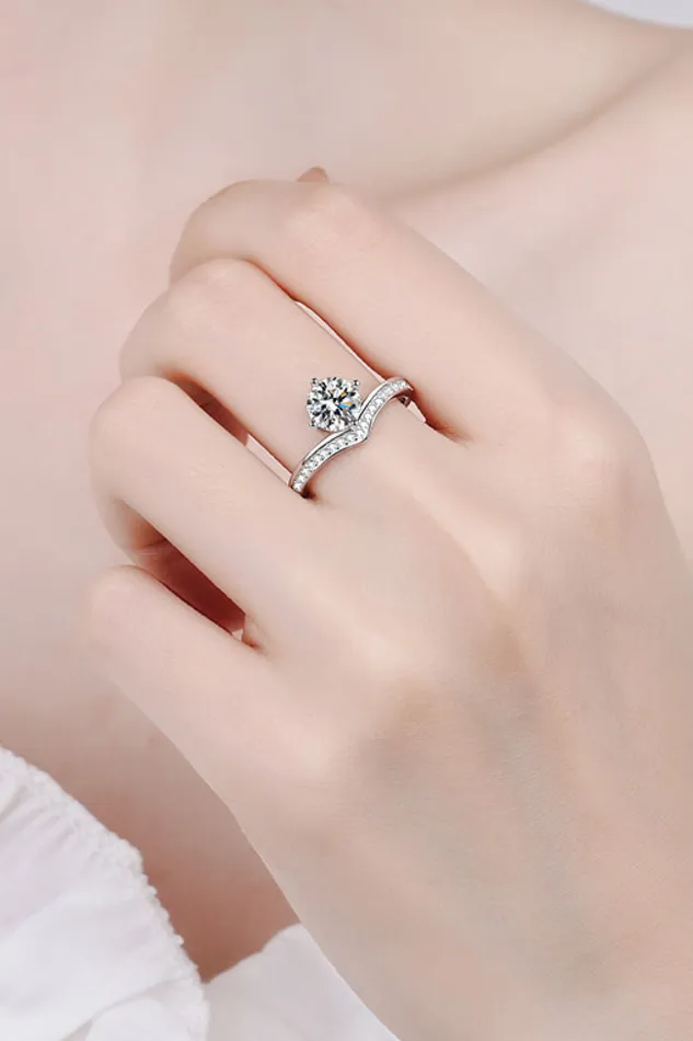 Rings Trendsi 925 Sterling Silver Ring with 1 Carat Moissanite