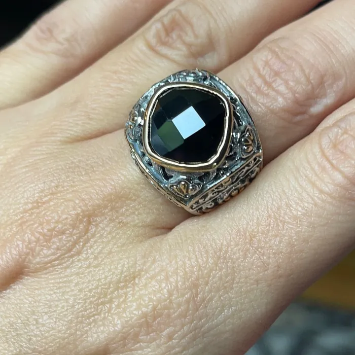Sophiareneboutique Detail Two Tone Statement Ring Black Rings