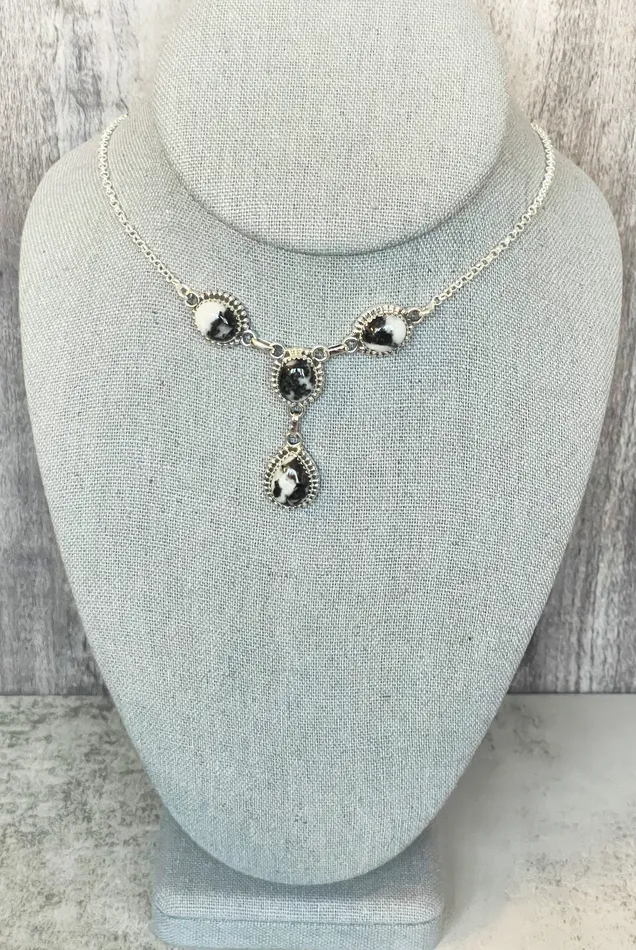 Sterling Silver Oreo Multi Stone Lariat Necklace SophiaRene Boutique Necklaces