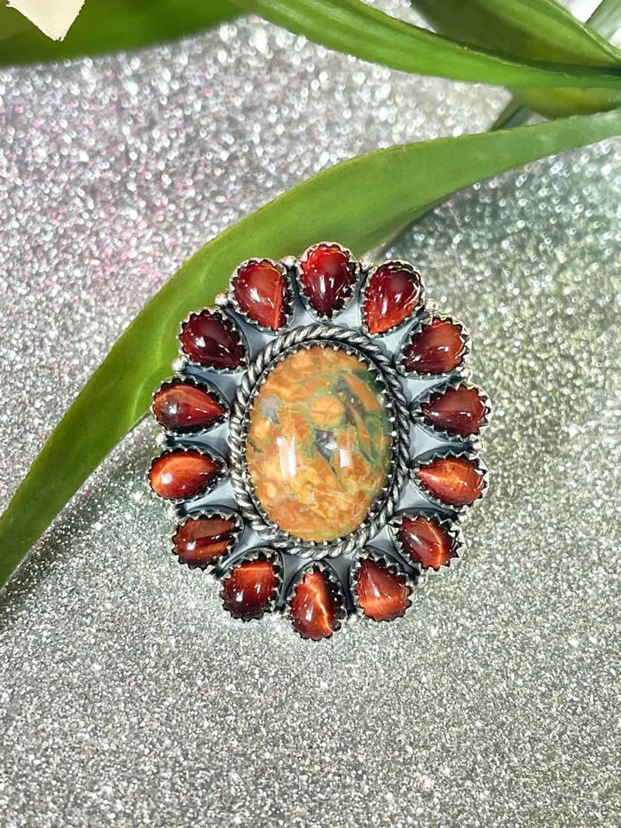 Sterling Silver Red Tigerz EyeJasper Custom Ring Sophiareneboutiquecom Rings