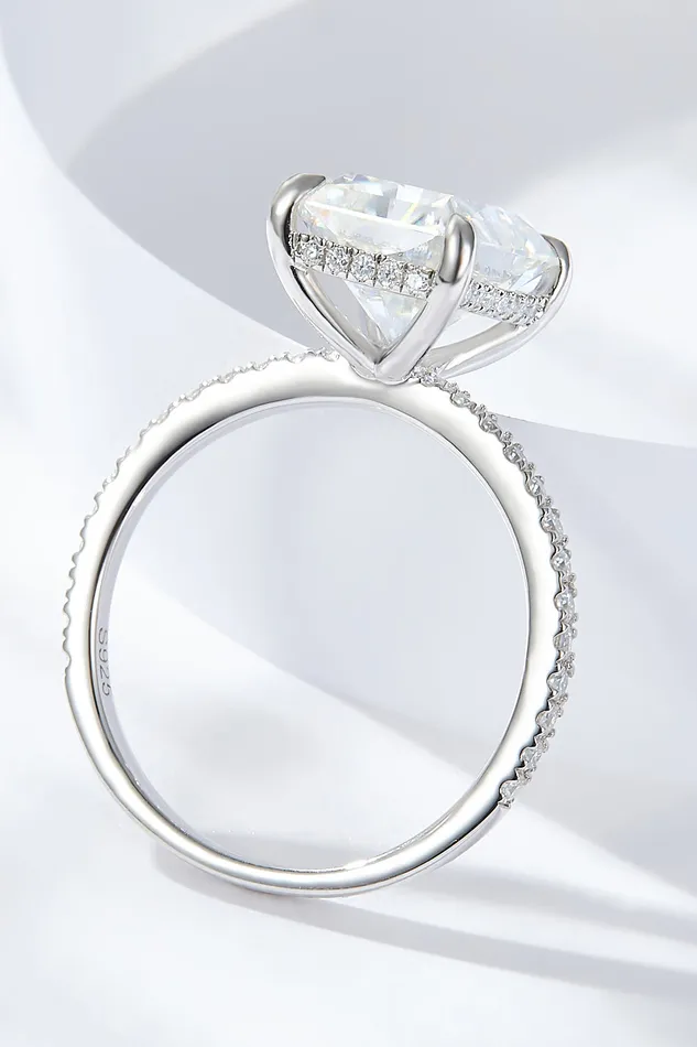 Trendsi Rings 4 Carat Moissanite 4Prong Side Stone Ring