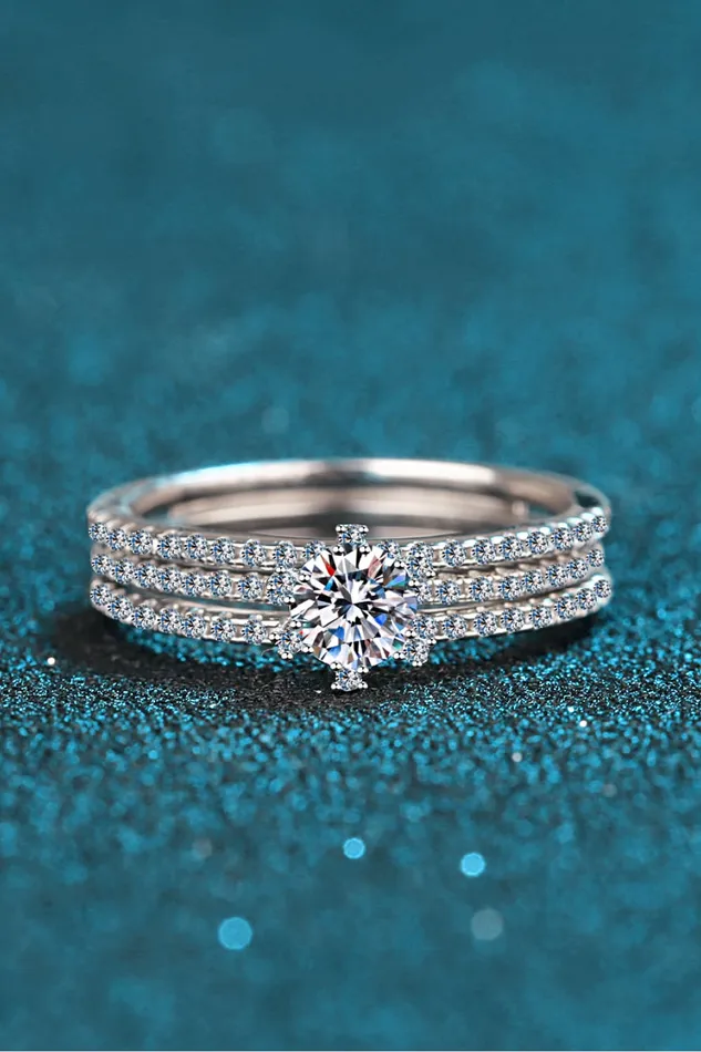 Trendsi Rings Moissanite 925 Sterling Silver Ring Set