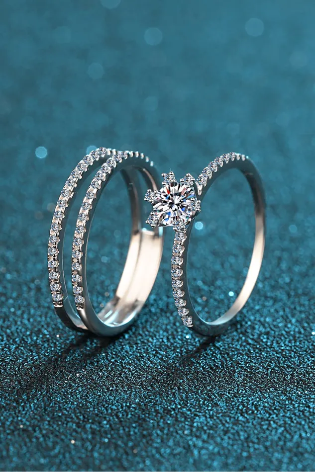 Trendsi Rings Moissanite 925 Sterling Silver Ring Set