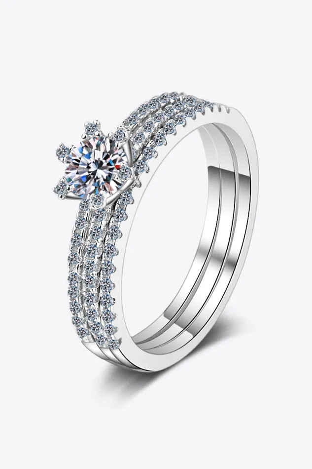 Trendsi Rings Moissanite 925 Sterling Silver Ring Set