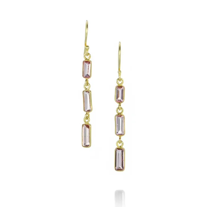 Triple Pink Tourmaline Drop Earrings Margaret Solow Earrings