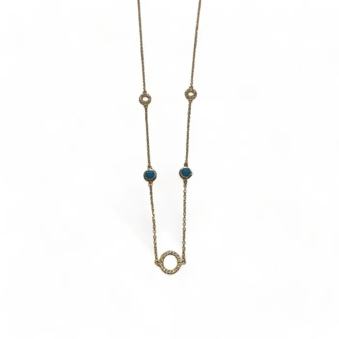 Vernus Ponza Necklace Turquoise Cz White Cz Gold Plated 925 Silver Spirito Rosa Necklaces Vernus Ponza Necklace Turquoise Cz White Cz Gold Plated 925 Silver Spirito Rosa Necklaces