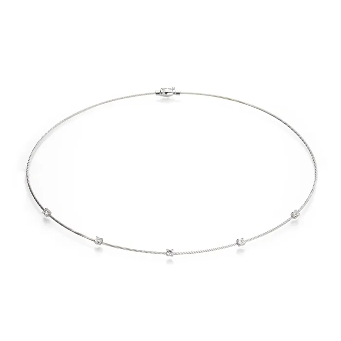Wire Necklace with 5 Diamonds Paul Morelli Necklaces