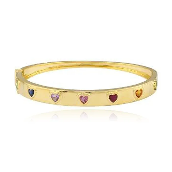 Alev Collection Bezel Gemstone Heart Bangle Necklaces