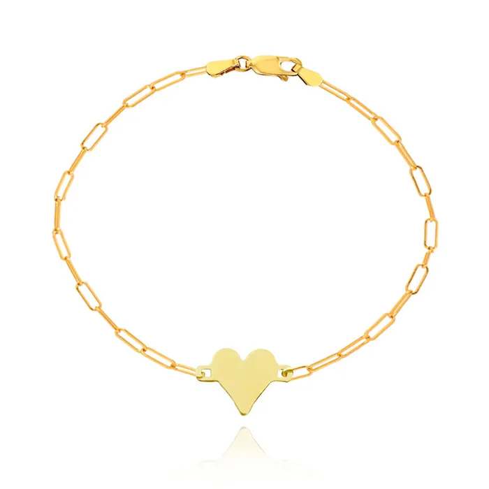 Alev Collection Bracelets Engravable Gold Heart Bracelet