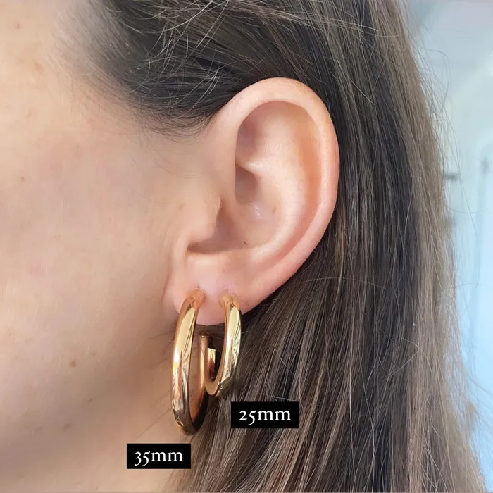 Alev Collection PreStyled Sets Thin Gold Tube Hoops