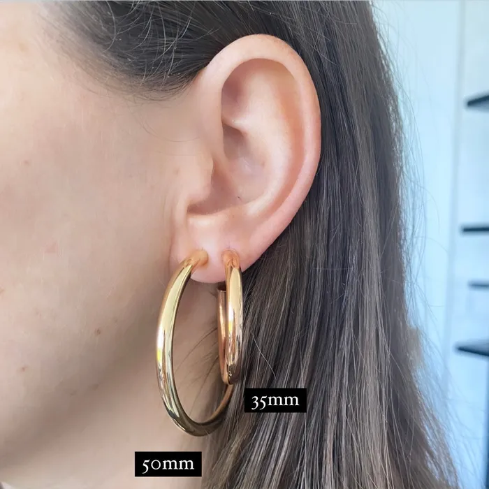 Alev Collection PreStyled Sets Thin Gold Tube Hoops