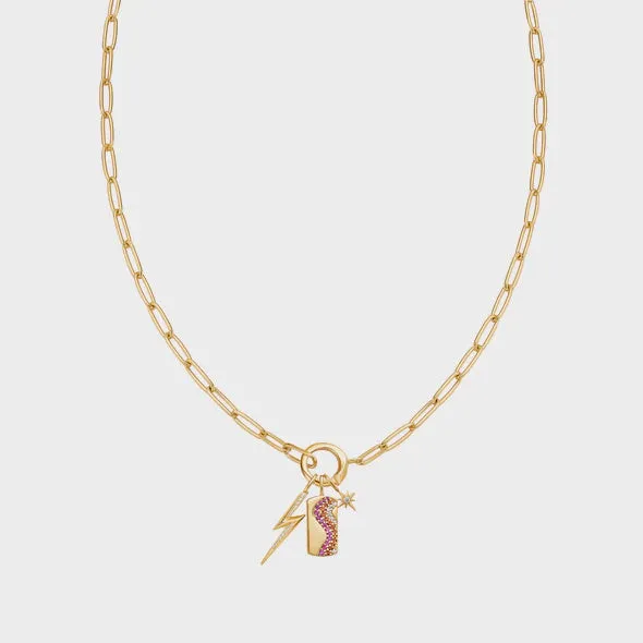 Ania Haie Charm Necklaces Pop Charms Gold Lightning Charm