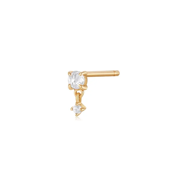 Aurelie Gi Earrings IDA Rose Cut Double White Sapphire Stud Earring