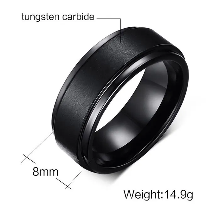 Black Pure Tungsten Carbide WeddingEngagement Ring for Men sparklingselections Rings Black Pure Tungsten Carbide WeddingEngagement Ring for Men sparklingselections Rings