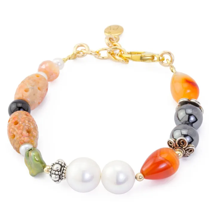 Bracelets Elisa Ilana Impressionist Collection Carved Jasper Carnelian Bracelet