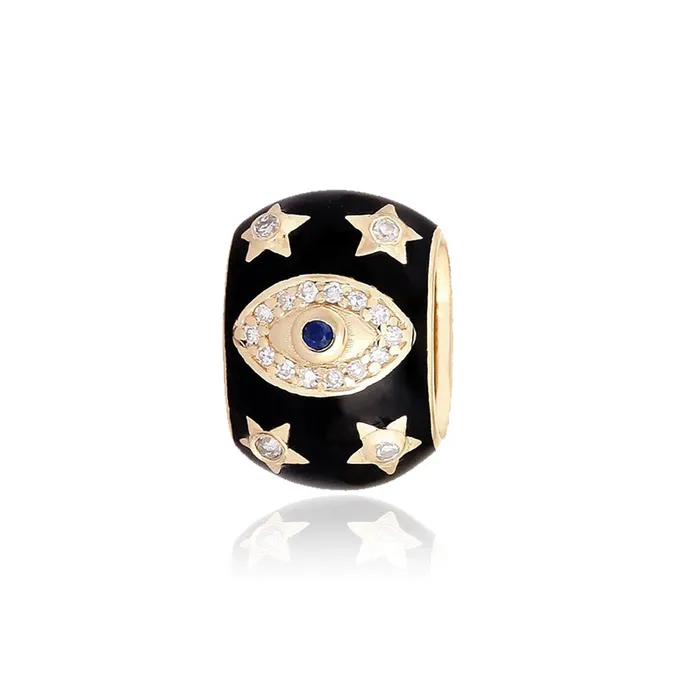 Diamond Evil Eye On Loop Black Onyx Charm Alev Collection Charm Necklaces