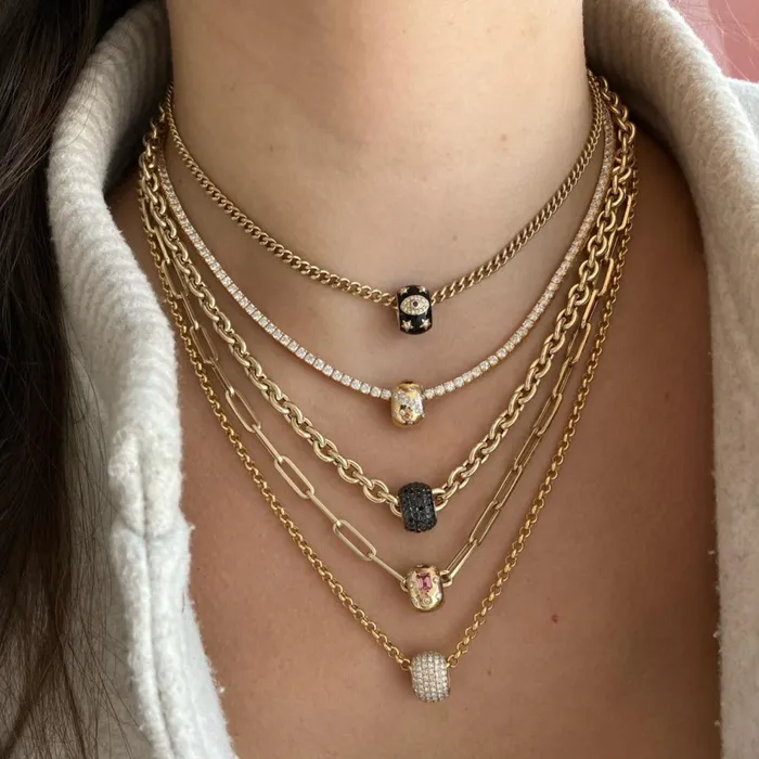 Diamond Evil Eye On Loop Black Onyx Charm Alev Collection Charm Necklaces