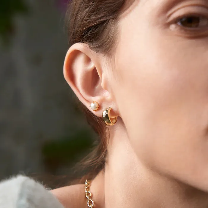 Earrings Ania Haie Modern Muse Gold Pearl Barbell Earrings