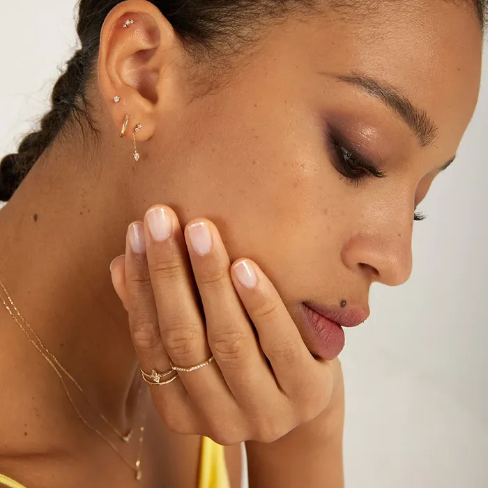 Earrings DEWDROP Pear and Round White Sapphire Drop Stud Earring Aurelie Gi