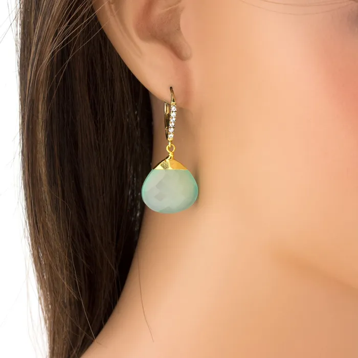 Earrings Elisa Ilana Ocean Chalcedony Drop Earrings Earrings Elisa Ilana Ocean Chalcedony Drop Earrings