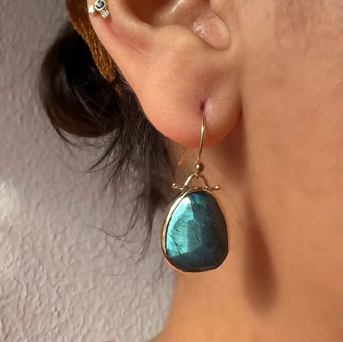 Earrings Emily Amey Jewelry 14K ROSECUT LABRADORITE EARRINGS