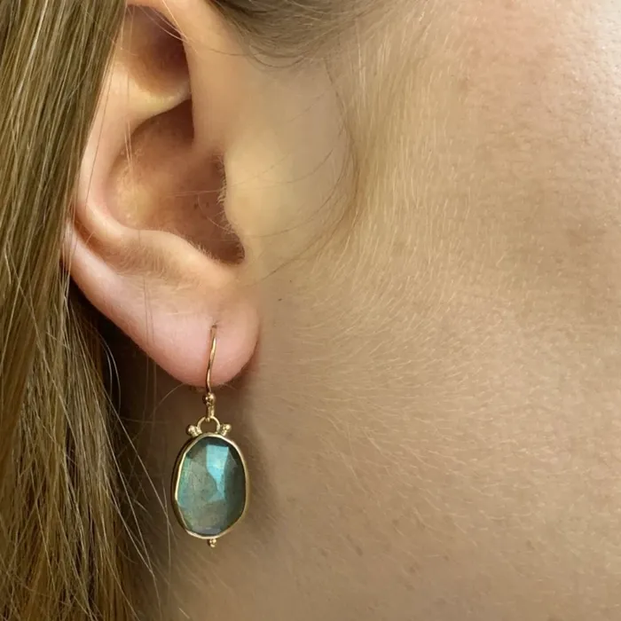 Earrings Emily Amey Jewelry 14K ROSECUT LABRADORITE EARRINGS
