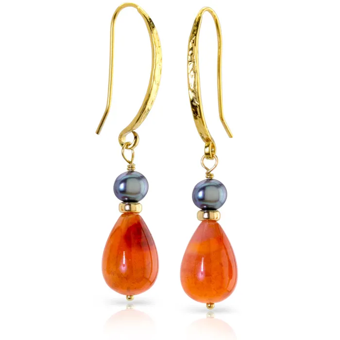 Elisa Ilana Earrings Impressionist Collection Carnelian Grey Pearl Earrings
