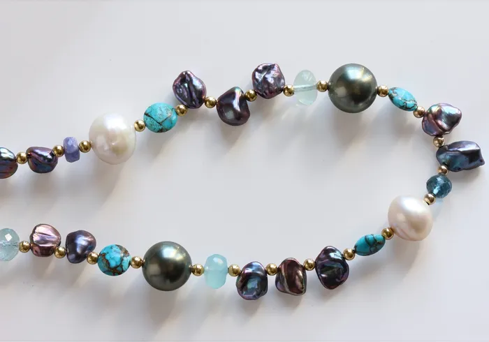 Elisa Ilana Keishi Peacock Pearl MultiGemstone Necklace Necklaces Elisa Ilana Keishi Peacock Pearl MultiGemstone Necklace Necklaces