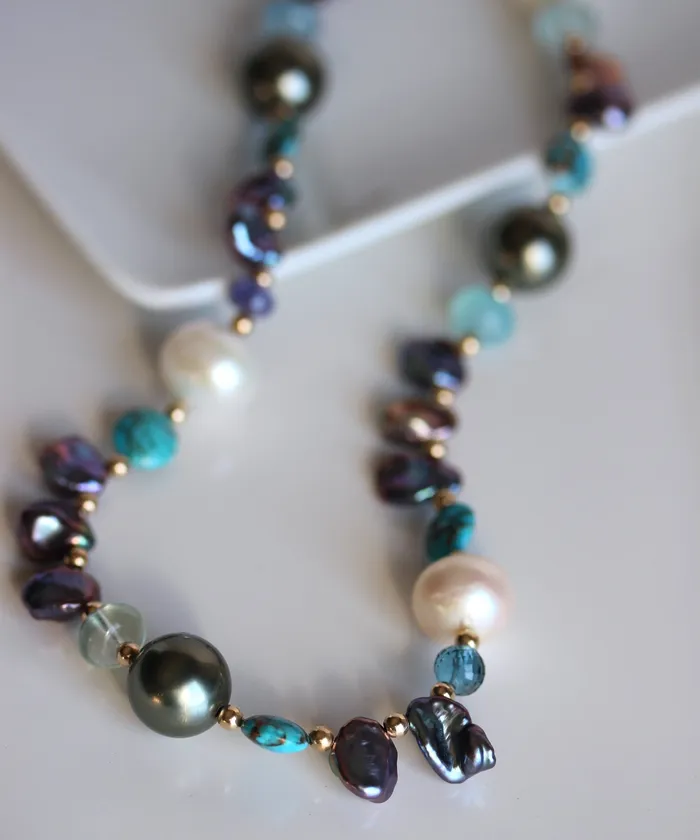Elisa Ilana Keishi Peacock Pearl MultiGemstone Necklace Necklaces Elisa Ilana Keishi Peacock Pearl MultiGemstone Necklace Necklaces