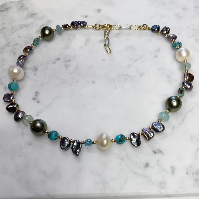 Elisa Ilana Keishi Peacock Pearl MultiGemstone Necklace Necklaces Elisa Ilana Keishi Peacock Pearl MultiGemstone Necklace Necklaces