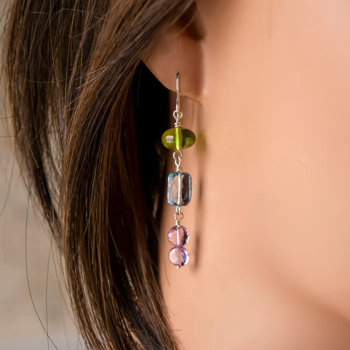 Elisa Ilana Peridot Blue Topaz Amethyst Earrings Earrings