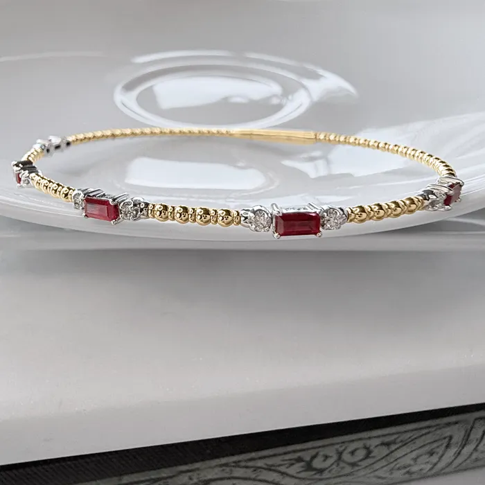 Elisa Ilana Rings 14k Two Tone 015 CT Dia 081 CT Ruby Bangle