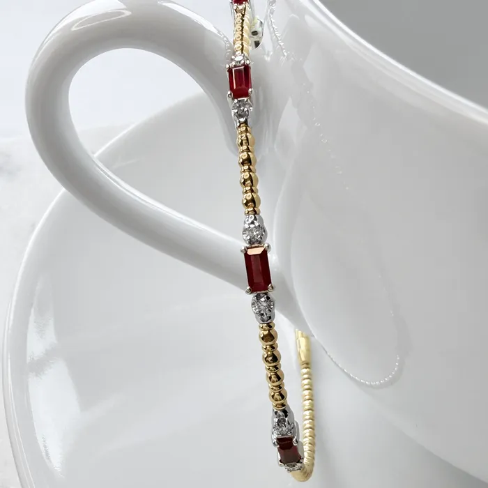 Elisa Ilana Rings 14k Two Tone 015 CT Dia 081 CT Ruby Bangle