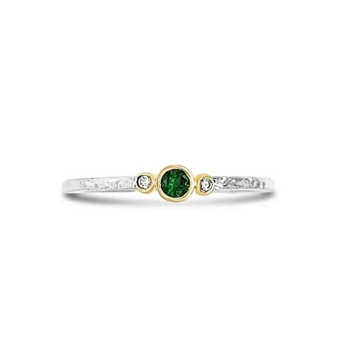 Emily Amey Jewelry Rings Emerald Diamond Stacking Ring in 14k and Sterling Silver Emily Amey Jewelry Rings Emerald Diamond Stacking Ring in 14k and Sterling Silver