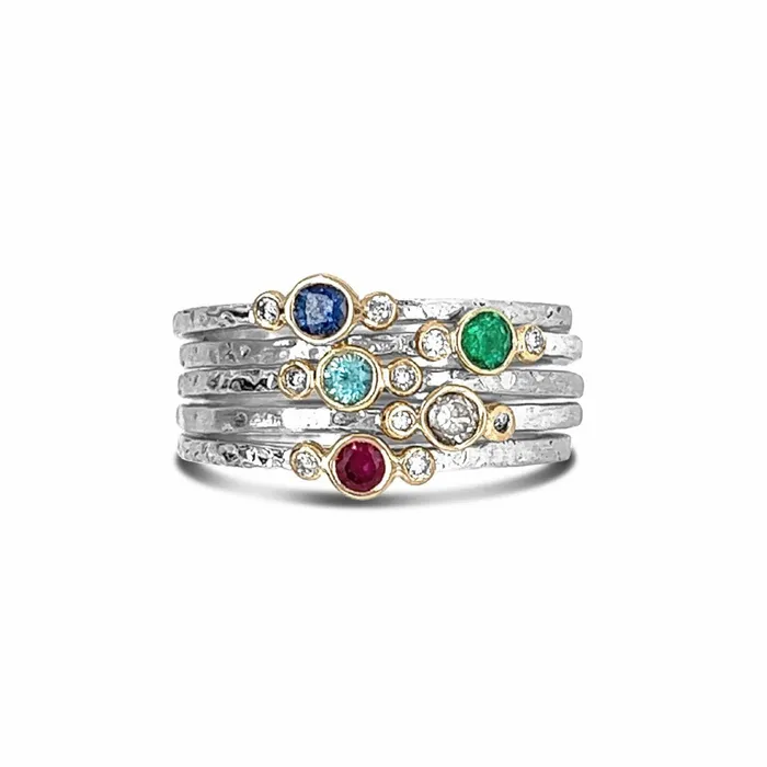 Emily Amey Jewelry Rings Emerald Diamond Stacking Ring in 14k and Sterling Silver