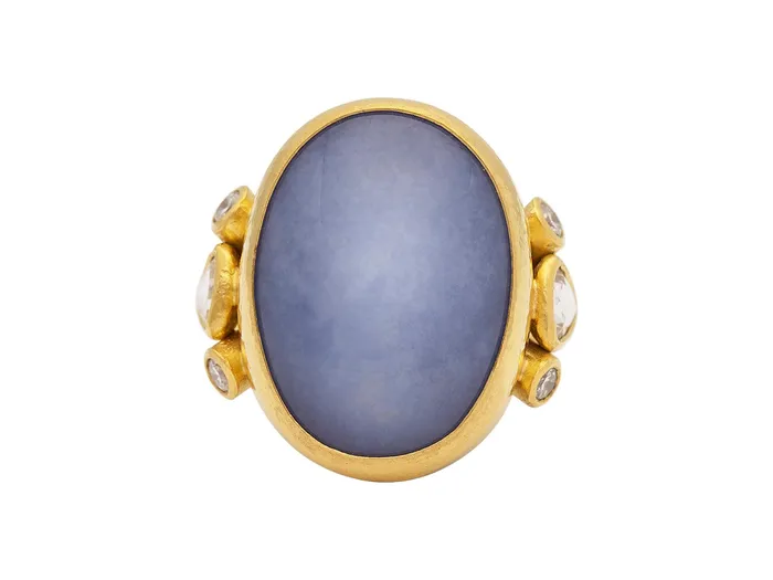GG GOLD OOAK GURHAN Rune Gold Chalcedony Cocktail Ring 25x19mm Oval Rings