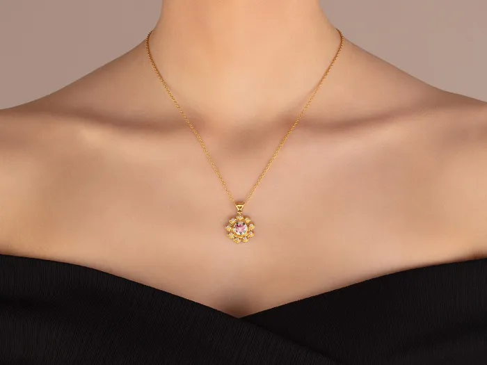 GG GOLD OOAK Necklaces GURHAN Muse Gold Guilloche Enamel Pendant Necklace 9mm Round set in Diamond Frame GG GOLD OOAK Necklaces GURHAN Muse Gold Guilloche Enamel Pendant Necklace 9mm Round set in Diamond Frame