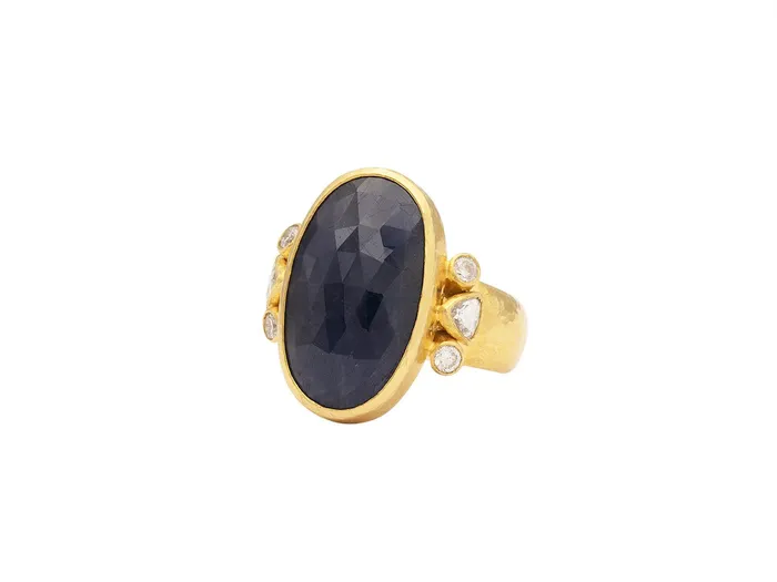 GG GOLD OOAK Rings GURHAN Elements Gold Sapphire and Diamond Cocktail Ring 24x11mm Oval GG GOLD OOAK Rings GURHAN Elements Gold Sapphire and Diamond Cocktail Ring 24x11mm Oval
