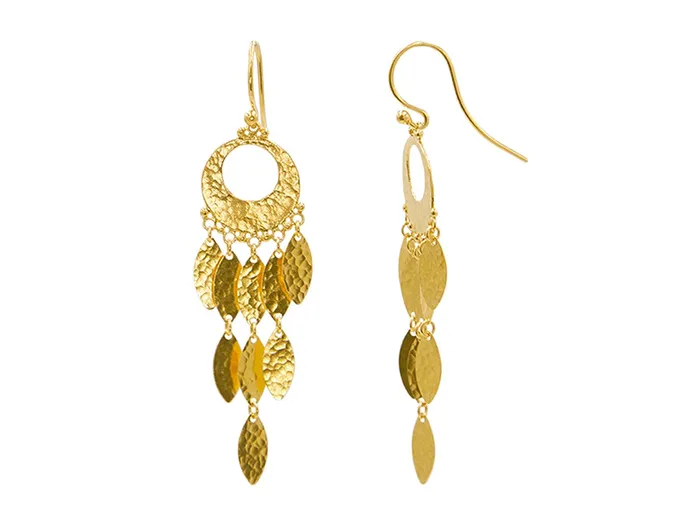 GG GOLD TRAD Earrings GURHAN Willow Gold Chandelier Drop Earrings Dangling Flakes on Wire Hook GG GOLD TRAD Earrings GURHAN Willow Gold Chandelier Drop Earrings Dangling Flakes on Wire Hook