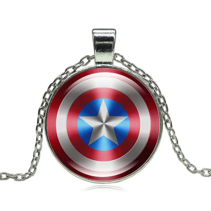 Glass Cabochon Pendant Necklace Movie Captain America Art picture Statement jewelry Silver Chain Necklace for Women gift sparklingselections Necklaces Glass Cabochon Pendant Necklace Movie Captain America Art picture Statement jewelry Silver Chain Necklace for Women gift sparklingselections Necklaces
