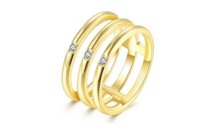 Gold Plated White Zircon Crystal Rhinestone Ring 6 sparklingselections Rings Gold Plated White Zircon Crystal Rhinestone Ring 6 sparklingselections Rings
