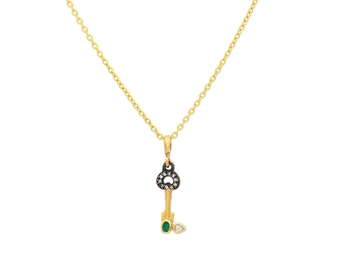 GURHAN Guardian Gold Mixed Stone Pendant Necklace Honorata Key GG GOLD OOAK Necklaces GURHAN Guardian Gold Mixed Stone Pendant Necklace Honorata Key GG GOLD OOAK Necklaces