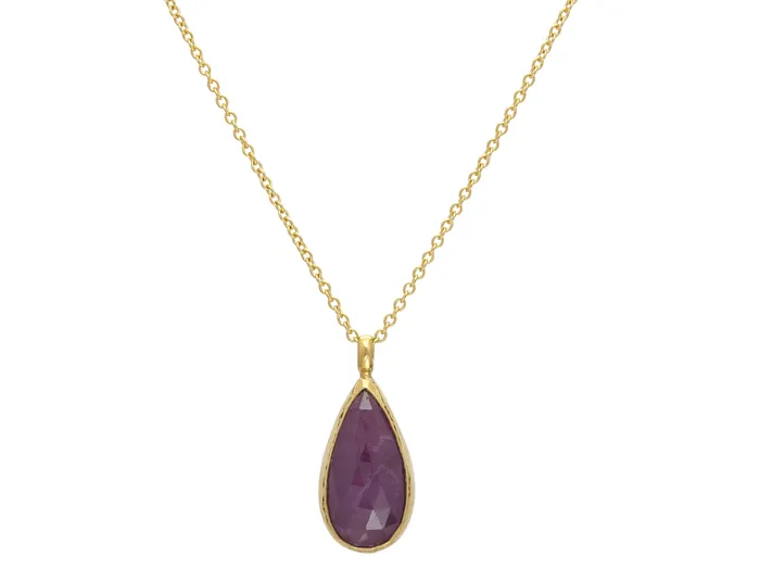 GURHAN Prism Gold Ruby Pendant Necklace 23x12mm Teardrop GG GOLD OOAK Necklaces GURHAN Prism Gold Ruby Pendant Necklace 23x12mm Teardrop GG GOLD OOAK Necklaces