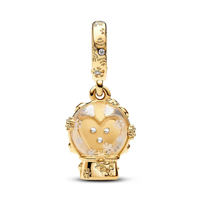 Heart Snowflake Snow Globe Dangle Charm Pandora Charm Necklaces