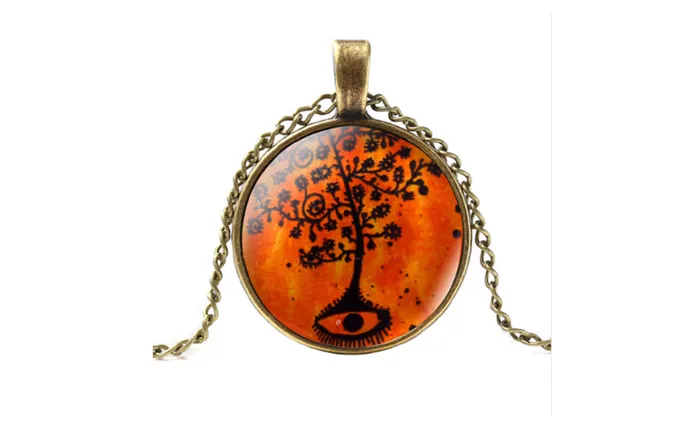 Life Tree Art Glass Cabochon Vintage Pendant Necklace sparklingselections Necklaces Life Tree Art Glass Cabochon Vintage Pendant Necklace sparklingselections Necklaces